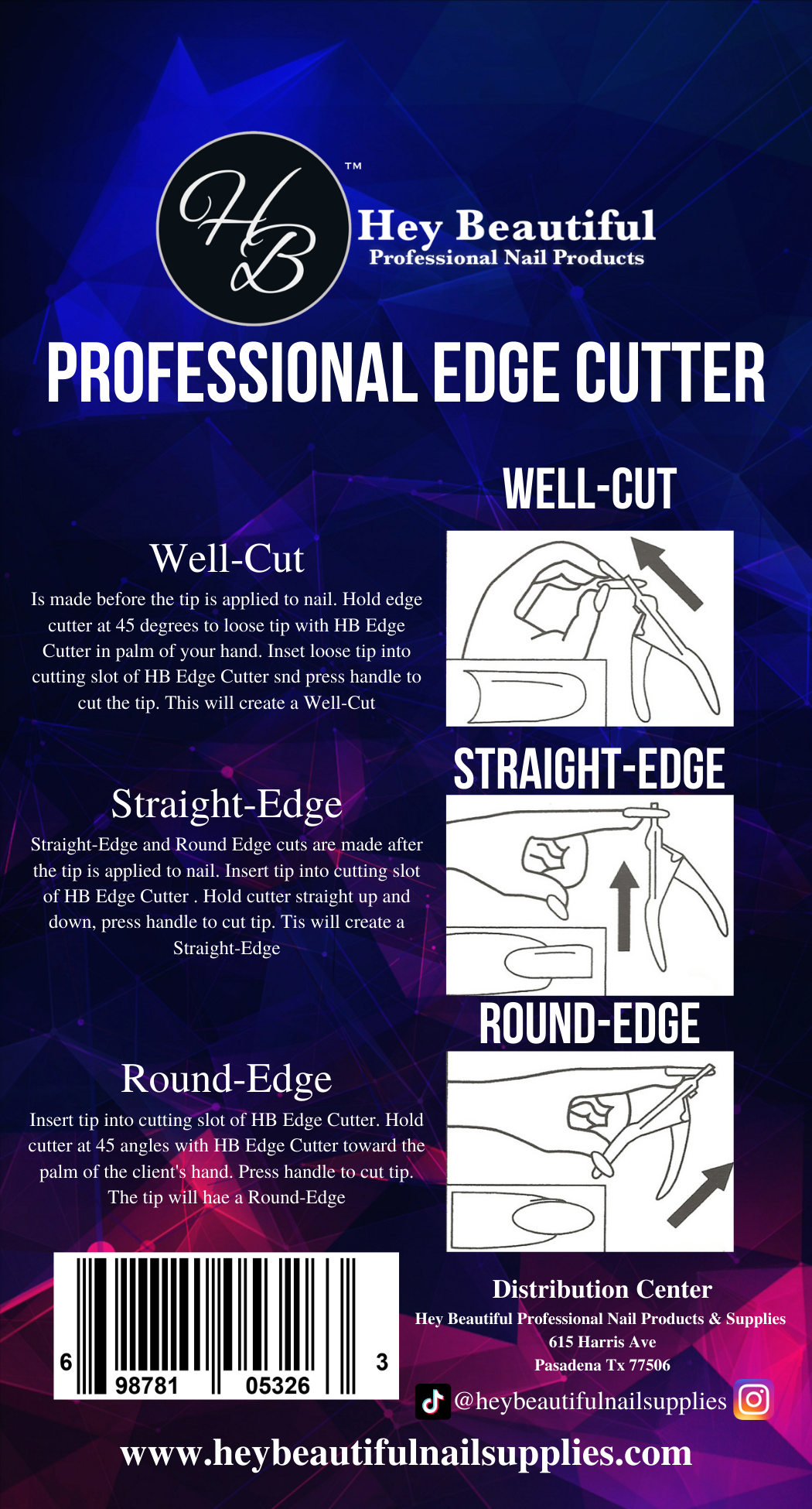 Professional Edge Cutter | Stainless Steel | Ultra Sharp | For Nails | High Quality | Hey Beautiful 
