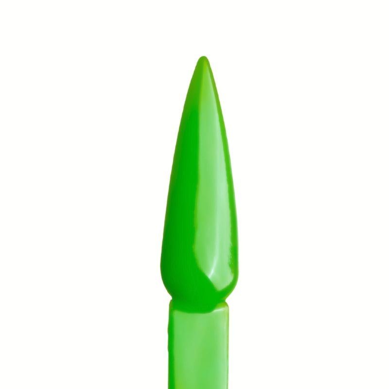 Swatch of Bright Green Acrylic Powder applied to a nail tip, showcasing the bright, bold green color.