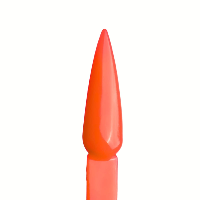  Swatch of Bright Orange Acrylic Powder applied to a nail tip, showcasing its bold, vibrant orange color.