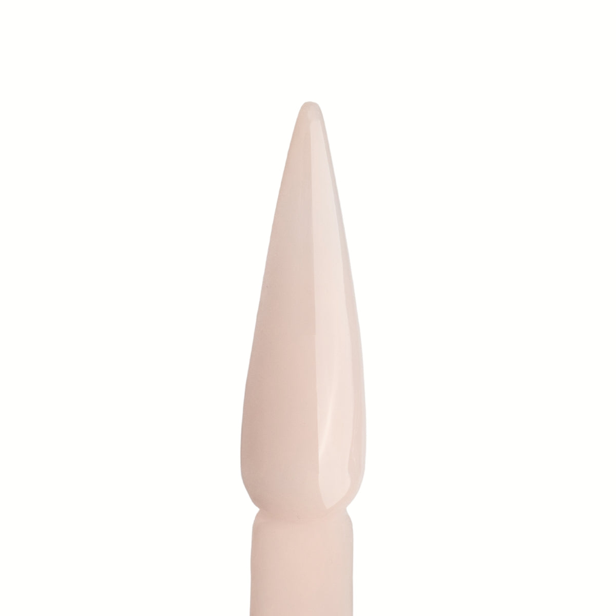 Swatch of Cover Nude Acrylic Powder applied to a nail tip, showcasing its soft, light nude color for a clean, elegant finish.