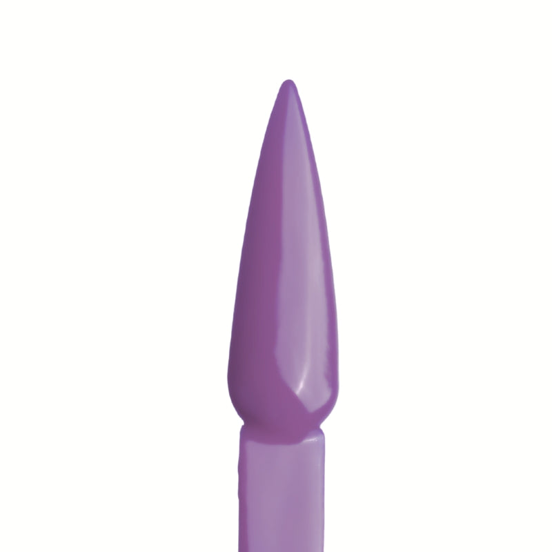 Swatch of Liliana Acrylic Powder applied to a nail tip, highlighting its rich, dark purple tone perfect for bold designs.