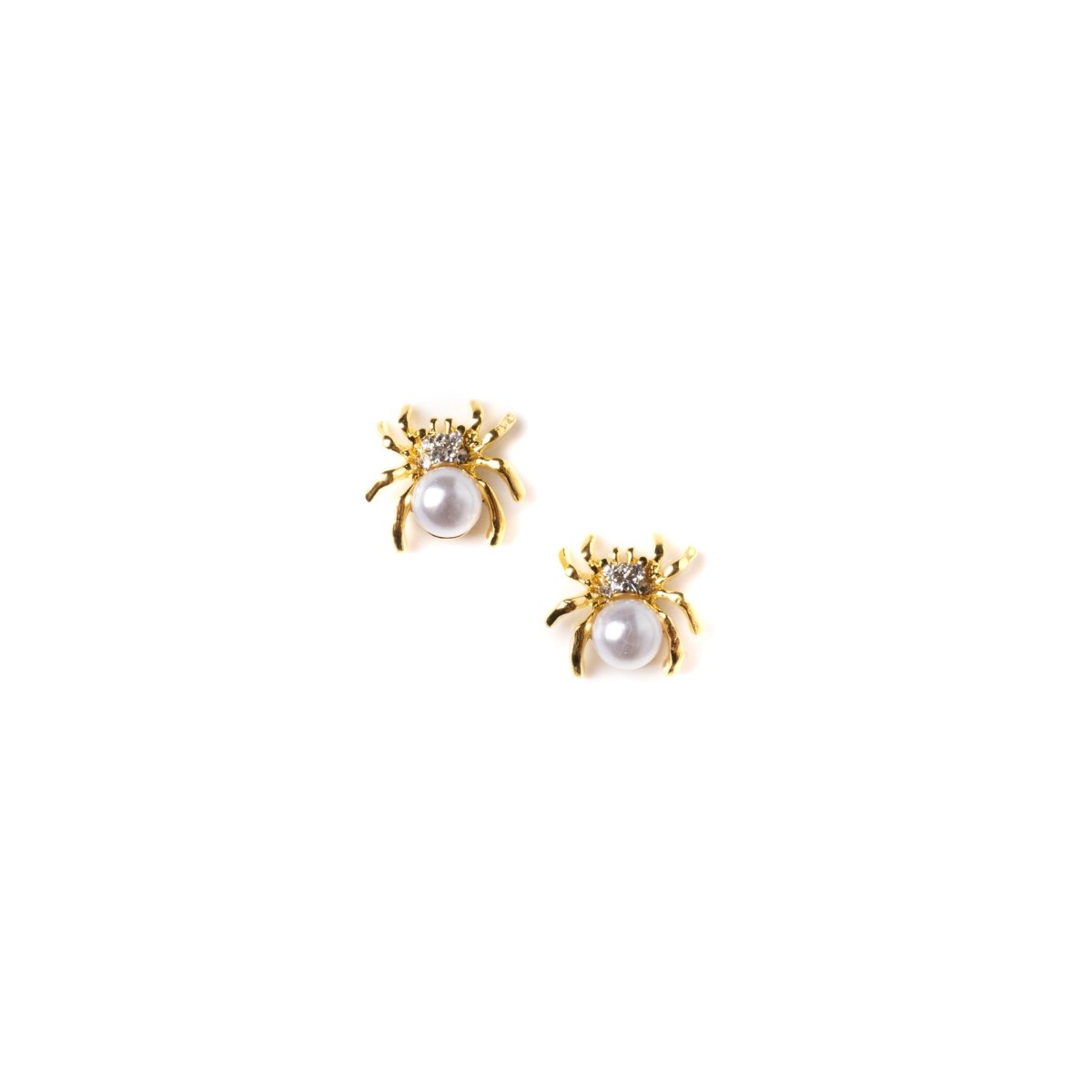 Gold W/ White Pearl Spider Charm - Hey Beautiful Nail Supplies