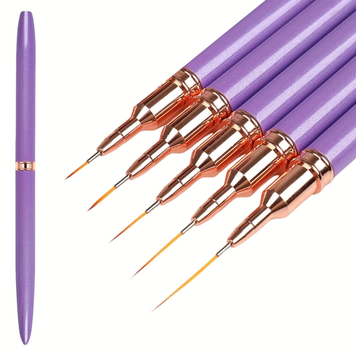 Liner Nail Art Brush | Set of 5 | Lilac - Hey Beautiful Nail Supplies