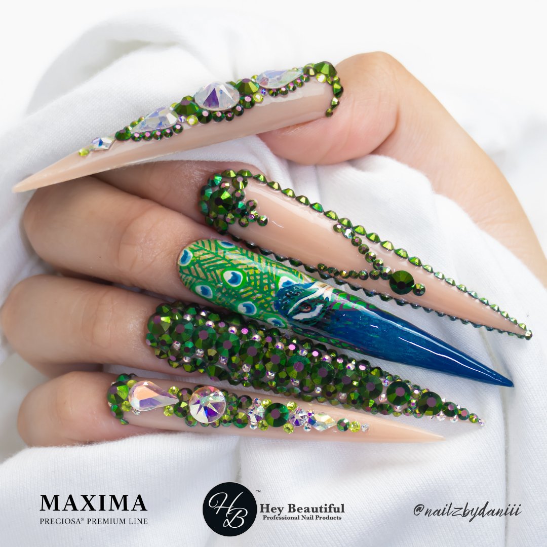 Peacock Green Round Flatback MAXIMA Non Hotfix - Hey Beautiful Nail Supplies