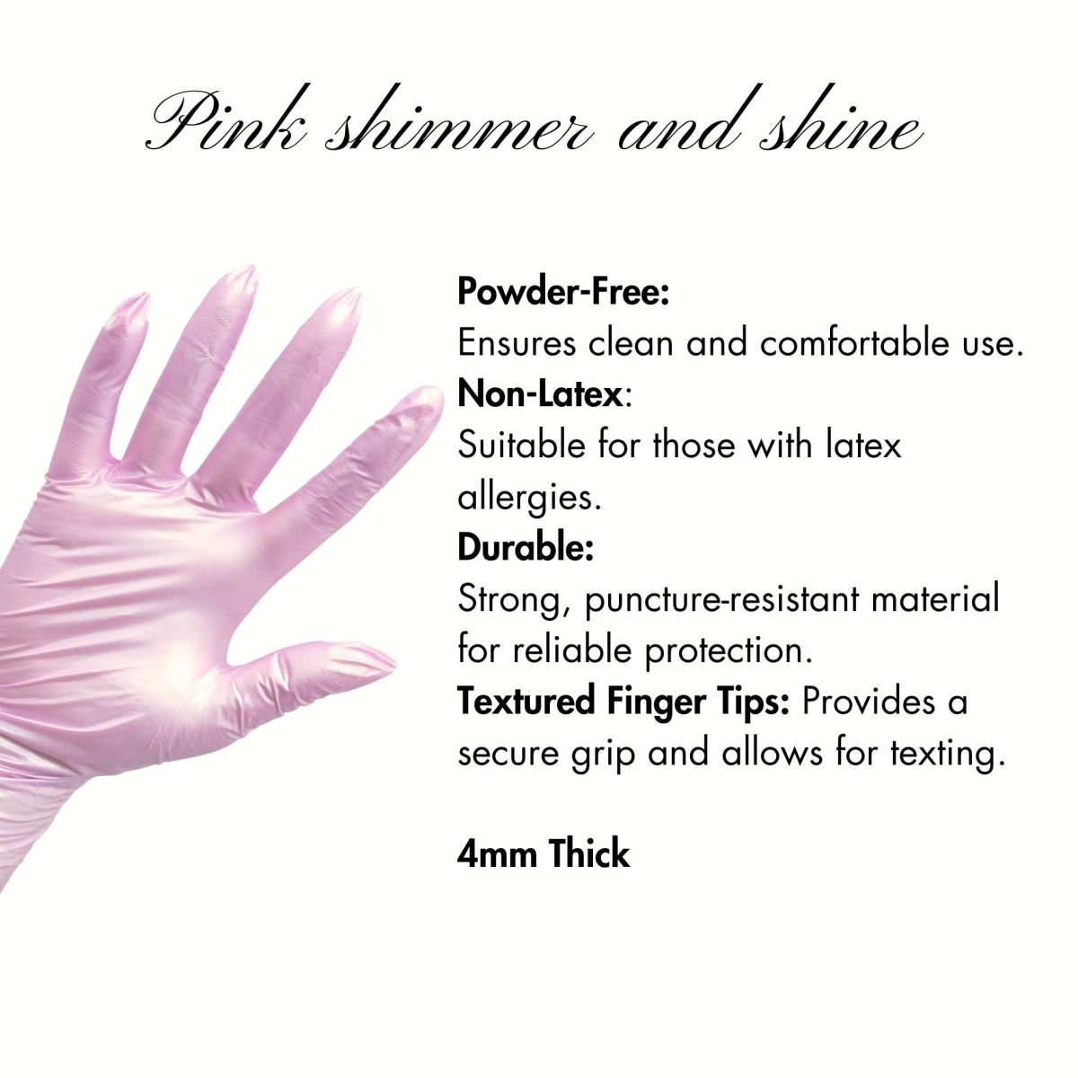 Pink Frost | Shimmery Nitrile Gloves - Hey Beautiful Nail Supplies