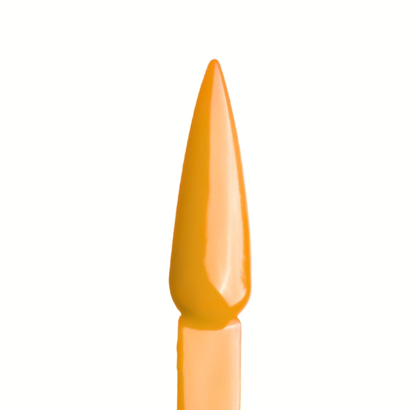 Swatch of Pure Yellow Acrylic Powder applied to a nail tip, showcasing its bold, warm, burnt yellow color.