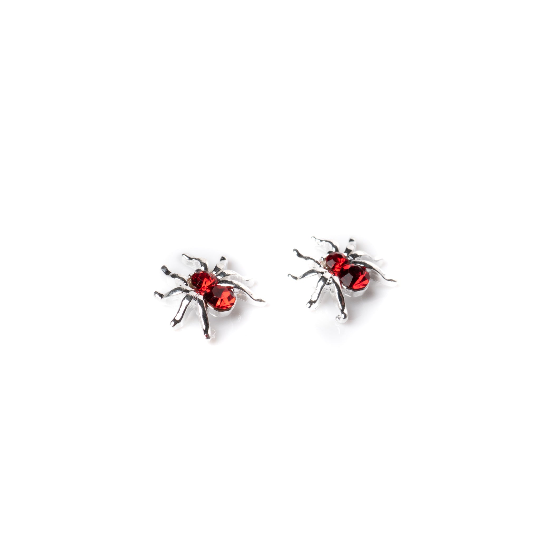 Silver Red Crystal Spider Charm
