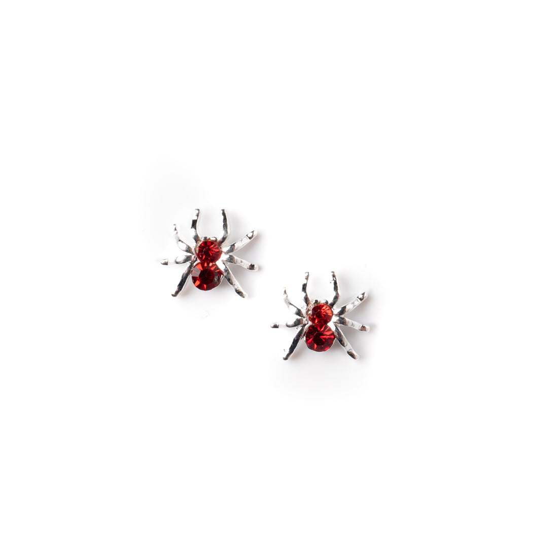 Silver Red Crystal Spider Charm