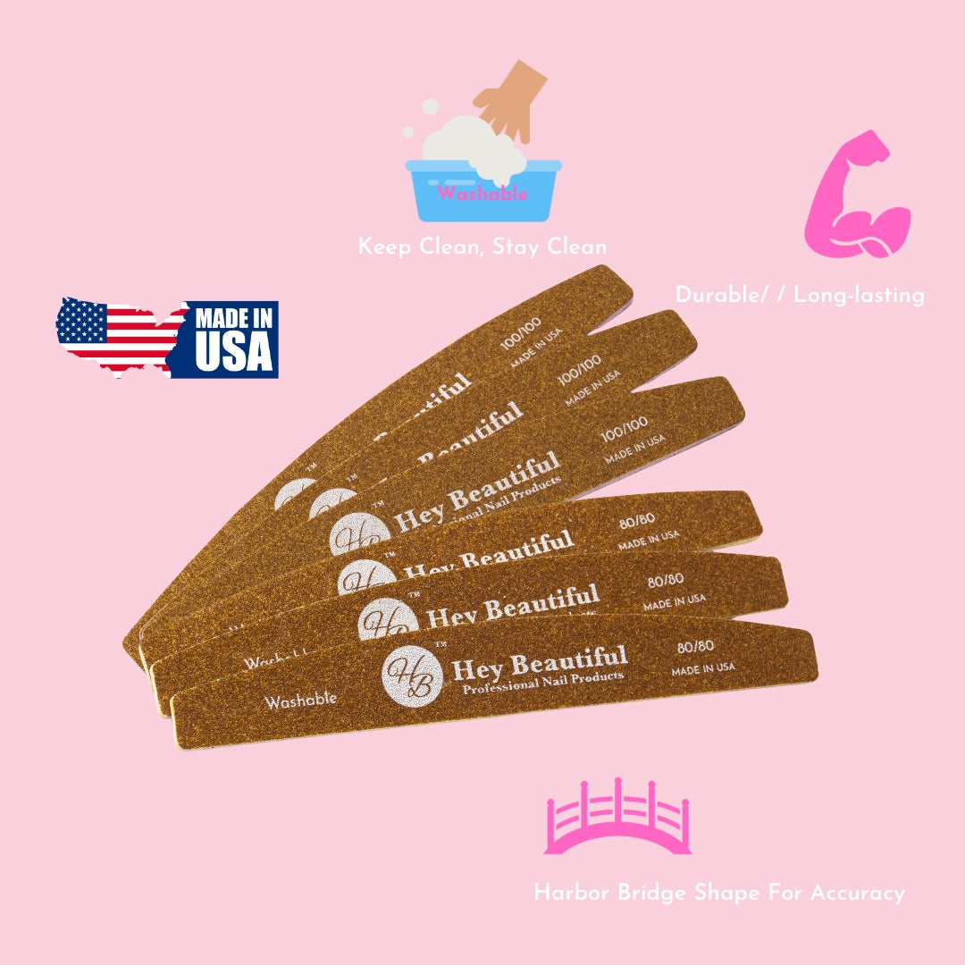Brown Files | Washable | For Nails| 80 Grit 100 grit